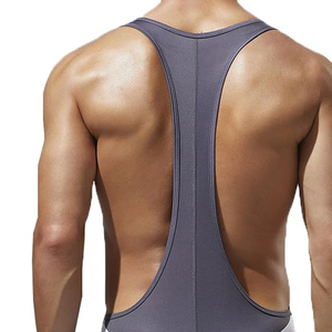 Mens Deep Cut Wrestling Singlet One Piece Sleeveless <b>Compression</b> Stretch Spandex Nylon Athletic Training Competition Performance - Product Image 5