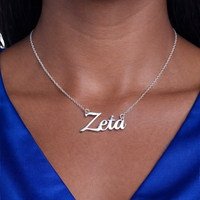 Collier Prénom Zeta Minimaliste Pendentif Script Chaîne Or Argent Personnalisé Bijou Sororité Grecque Cadeau Élégant Usage Quotidien