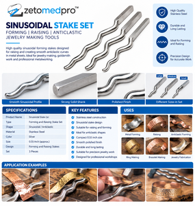 ชุดเครื่องมือขึ้นรูปงานจิวเวลรี่สเตนเลสสตีล ขนาด 0.55 นิ้ว ยี่ห้อ ZetomedPro สำหรับงานขึ้นรูปแบบซินูโซอิดอล - Product Image 2