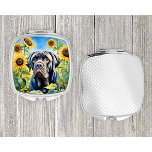 Mastín Napolitano girasoles compacto plegable de mano espejo de maquillaje de viaje regalo decorativo de bolsillo para mujeres y niñas - Product Image 4