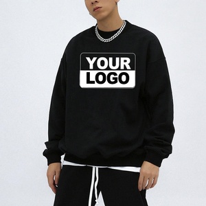 Oversized High Quality Heavyweight <b>Hip</b> Hop Cotton Fleece Men's Custom Logo Embroidered Print Crew Neck Sweatshirt - Product Image 1
