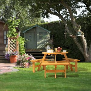 Tavolo da Picnic in Legno per 6 Persone con 3 Panche Integrate, Ideale per Veranda, Giardino, Patio o Parco - Product Image 5
