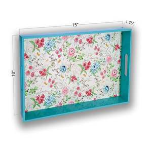 Plateau de service en bois de qualité supérieure, design haut de gamme, forme rectangulaire, avec autocollant Florence, plateau décoratif en bois - Product Image 2