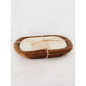 Bougie en bois personnalisée en gros avec étiquette privée |   Bougie de sable en cire de soja durable dans un récipient en bois réutilisable |   Bol de spa multi-mèches - Product Image 6
