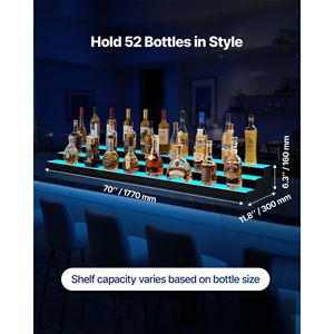 Scaffale per whisky in acrilico illuminato a 3 livelli da 70 pollici per Home Bar 52 bottiglie con controllo remoto dell'app 7 bevande - Product Image 2