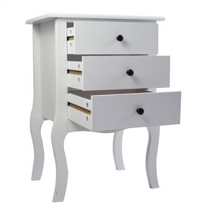 Comodino Moderno in Legno Bianco con 3 Cassetti per Casa, Camera da Letto e Hotel - Product Image 1