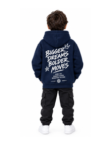 Sweat à capuche en tricot épais bleu marine, grande taille, design uni personnalisable, streetwear décontracté pour hommes, femmes et enfants - Product Image 4