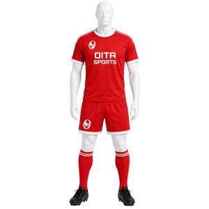 <b>Red</b> Soccer Jersey Set for Men Jersey and Shorts Lightweight Team Uniform Athletic Sportswear Breathable Training Match - Product Image 1