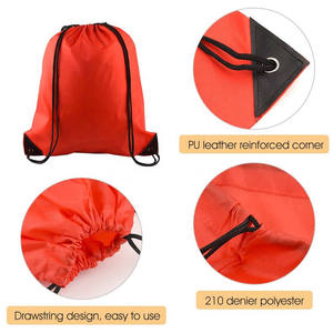 Sacs à cordon en nylon personnalisables noirs, sacs à cordon en polyester avec fermeture éclair, avec échantillon gratuit - Product Image 5