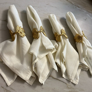 Botanical Gold Branch Napkin Rings Metal Leaf Napkin Buckle Holder for Luxury Hotel Restaurant <b>Table</b> Decor Christmas - Product Image 1