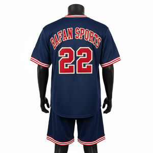 Ensemble de shorts de baseball pour hommes en tissu mesh polyester premium 180 GSM, bleu marine, coupe athlétique, logo personnalisé appliqué pour ensemble de shorts homme - Product Image 2
