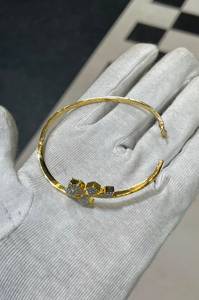 Bracelet jonc de luxe plaqué or avec diamants répliques pour femme, tendance, pour soirée, bijoux de mode, export OEM usine Rajasthan - Product Image 4