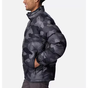 Men's Camouflage Down Puffer <b>Jacket</b> Windproof Zip Closure Stand Collar Casual Winter Coat Regular Fit Thick Polyester Shell Coat - Product Image 2