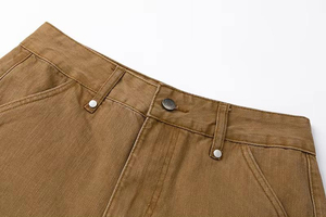 Custom Streetwear <b>Jean</b> Shorts Men Double Waist Knees Diamonds Baggy Cargo <b>Jeans</b> Denim Shorts Men Wash Denim Shorts - Product Image 3