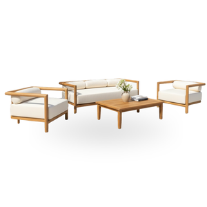 Modern Teak Outdoor <b>Sofa</b> Set Eco-Friendly Durable Minimalist Design for Garden & Poolside Use - Product Image 4