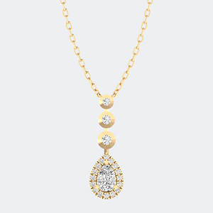 Collier avec pendentif en diamant rond brillant 0,60 carat avec halo et serti clos - Product Image 1