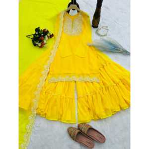 Conjunto de traje de fiesta de diseñador para mujer con hermosa combinación Dupatta superior-inferior - Product Image 5