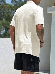 Camisa de Verano para Hombre con Cuello Cubano, Estilo Casual, Texturizada, Manga Larga, con Botones, Tejido de Sarga Teñido, Proveedor OEM - Product Image 6