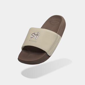 รองเท้าสไลด์ดีไซน์เปิดนิ้วเท้าสุดฮิต สีเบจและสีน้ำตาล พื้นนุ่มใส่สบายตลอดวัน - Product Image 3