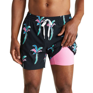 Shorts de bain pour hommes, imprimé palmiers, séchage rapide, taille élastique, pour la plage, fournisseur OEM ODM - Product Image 5