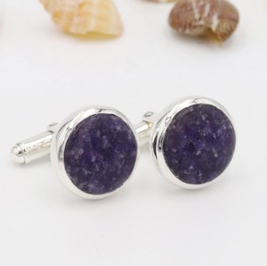 Lepidolite Cufflinks 925 Sterling Silver 14mm Round Gemstone <b>Men</b> Groomsmen Wedding Party Luxury Formal Accessories - Product Image 3