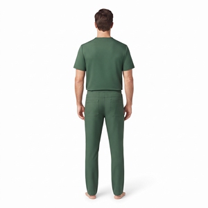 Conjunto de uniforme médico verde para hombre, con cremallera parcial, de poliéster, con pantalón con bolsillos y cintura con cordón - Product Image 2