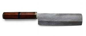 Couteau de chef artisanal en acier Damas, manche octogonal en bois, virole en laiton - Product Image 2