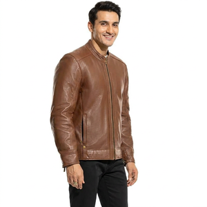 Wholesale Casual Style Top Quality <b>Men</b> Stylish <b>Leather</b> <b>Jacket</b> Good Quality <b>Men</b> <b>Leather</b> <b>Jacket</b> Solid Color <b>jacket</b> for <b>men</b> - Product Image 3