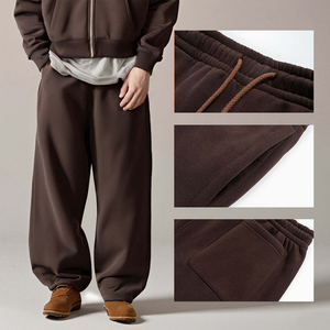 Wholesale Custom Logo Fleece Stacked Super Baggy Wide Leg Sweatpants 100% French Terry Cotton Oversized for Men Casual - Product Image 6