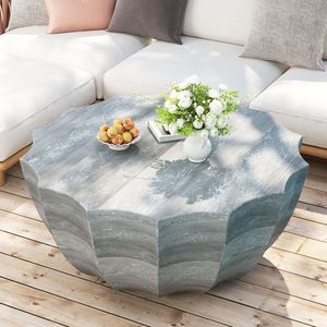 Tavolino da Caffè Moderno in Cemento MgO da 90 cm, Resistente e Impermeabile, per Terrazze, Giardini e Cortili - Product Image 3