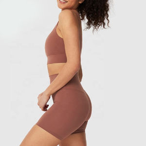 Ensemble de yoga sans couture, ensemble de fitness pour la gym, soutien-gorge de sport asymétrique, leggings froncés, haut à manches courtes, ensembles d'entraînement pour femmes - Product Image 5