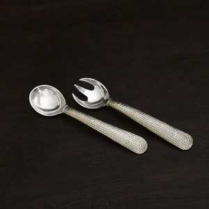 Juego de cubiertos de metal plateado con nuevo mango de resina, accesorios de cocina que incluyen cuchara para servir, herramientas para el hogar y restaurantes - Product Image 6