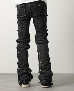 Jeans Apilados GUAPI para Hombre, Color Personalizado, Pantalones Anchos, Lavado Premium, Cintura Alta, Sólidos, Invierno/Primavera/Otoño - Product Image 3