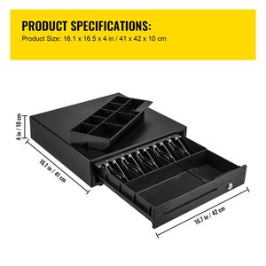 Caja Registradora de 16 Pulgadas para Sistemas POS, 12V, 5 Ranuras para Billetes + 8 para Monedas, Compartimento para Monedas Extraíble, 2 Llaves, Compatible con RJ1 - Product Image 3