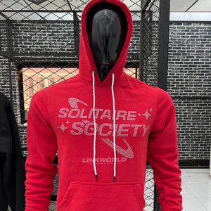 Sudaderas con capucha de lana de algodón para hombre, venta al por mayor de fábrica, ropa estampada XS 3D con diamantes de imitación bordados de ajuste Regular - Product Image 2