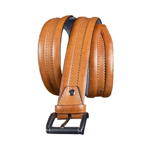 Cinturón de Cuero Vacuno Marrón con Hebilla Rectangular Negra, Estilo Casual, Duradero, Moldeado en una Sola Pieza, Color Sólido - Product Image 5