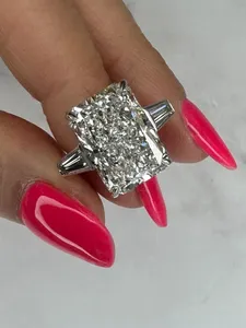 Anillo de Diamantes de Lujo Tishya de 12 Quilates con Certificado IGI, Corte Radiante, Cultivado en Laboratorio, para Mujer, Oro Blanco de 14K, F VVS2 - Product Image 6