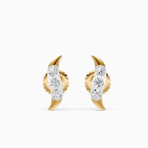 Boucles d'oreilles à clous en forme de croissant de lune avec diamant cultivé en laboratoire de 0,103 ct en or jaune, blanc et rose 9 carats - Product Image 2