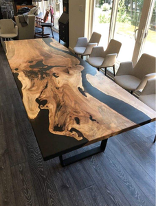 Table rectangulaire en résine de qualité supérieure, faite à la main, en époxy, pour salle à manger, conférence, réunion, console, bar, cuisine, décoration intérieure - Product Image 2