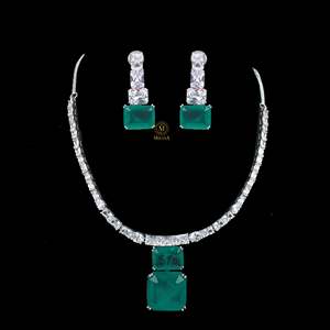 Krisha American Diamond Gold Plated Bridal Necklace & Earring Set - Product Image 4