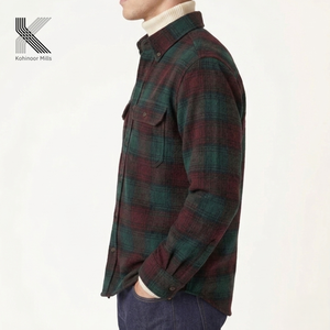 Wholesale Men’s Heavy Cotton Plaid <b>Flannel</b> Shirt <b>Jacket</b> Button Down Warm Workwear Overshirt for Winter - Product Image 3