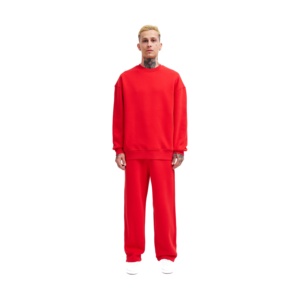 Luxury <b>Oversize</b> O Neck Sweatsuit 320 GSM Cotton Fleece Premium Heavy Streetwear Crewneck Jogger Set Custom <b>Sweatpants</b> and Hoodie - Product Image 1