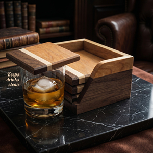 Juego de Posavasos de Madera de Dos Tonos con Soporte, Cuadrados, Multicolores, para Bebidas, Modernos, Elegantes, para Tazas de Café, Decoración de Mesa - Product Image 6