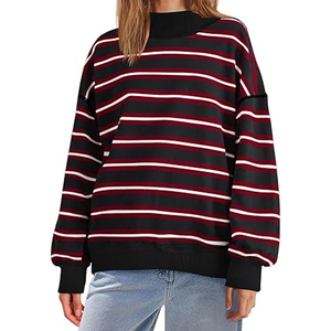 Women Mock Neck Sweatshirt Heavyweight Cotton Oversized Casual Wear - Product Image 4