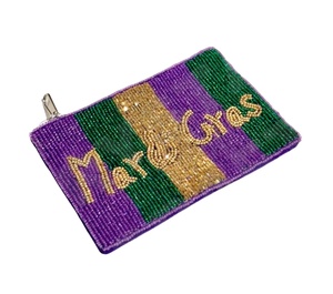 Mardi Gras กระเป๋าสตางค์ประดับลูกปัดเมล็ดพันธุ์แบบสั่งทำของขวัญคุณแม่สวย-ดีไซน์รูปหัวใจของเด็กผู้หญิง - Product Image 1