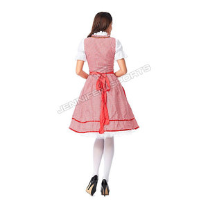 Traditional German Cotton Checkered Dirndl Dress Oktoberfest Outfit Elegant Bavarian Trachten Dress With <b>Skirt</b> Satin Dirndl - Product Image 5