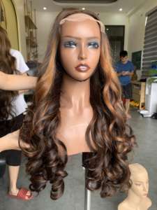 Extensiones de cabello humano vietnamita de alta calidad, peluca frontal de encaje con peinado ondulado, cabello natural y de colores mezclados, proveedor de Vietnam - Product Image 2