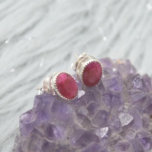 Boucles d'oreilles classiques en sillimanite rouge, argent sterling 925, style magnifique, bijoux pour femmes et filles, à porter au quotidien - Product Image 1