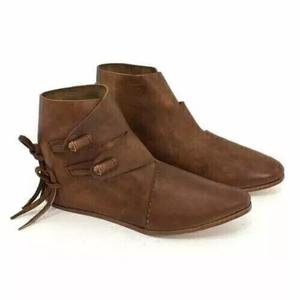 Botas Históricas Medievales de Cuero Genuino Hechas a Mano, Auténticas, Renacentistas, para Reenactment, Halloween, Navidad, Día de San Valentín - Product Image 1