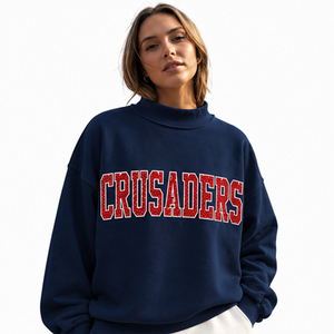 Sudadera de cuello alto extragrande Crusaders para mujer, de algodón tejido, manga larga, informal de otoño, transpirable y de ajuste relajado - Product Image 2